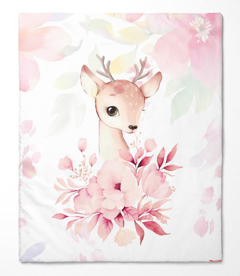 Panneau de tissu coton 75/95cm - Biche colorée