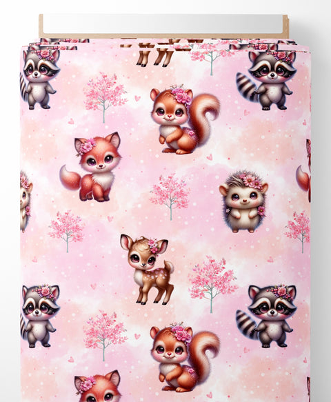 Tissu coton - Pink forest