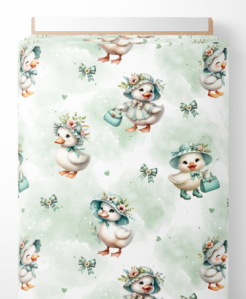 Tissu coton - Canard vert