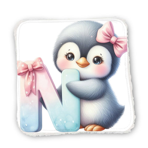 Panneaux coton 12/12cm (par unité) - Alphabet Pingouins