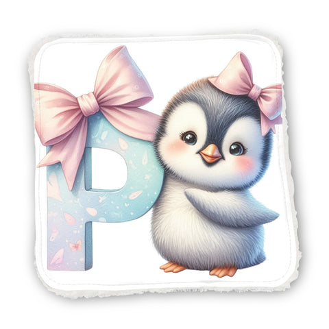Panneaux coton 12/12cm (par unité) - Alphabet Pingouins