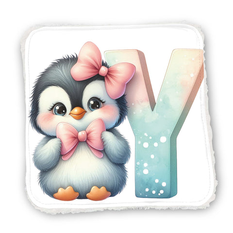 Panneaux coton 12/12cm (par unité) - Alphabet Pingouins