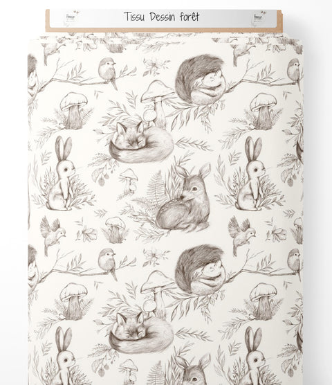 Tissu coton - Dessin forêt