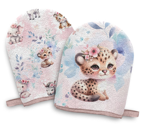 Panneaux éponge gants de toilette (lot de 4) - Bébé savane