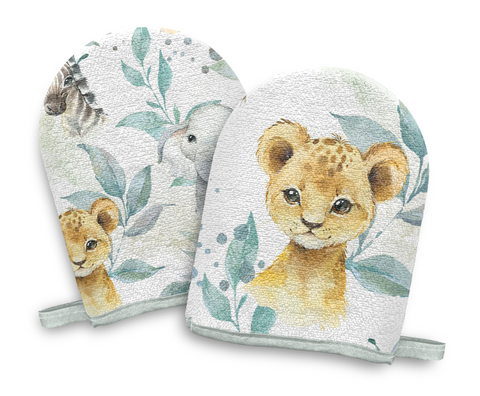 Panneaux éponge gants de toilette (lot de 4) - Jungle bleu