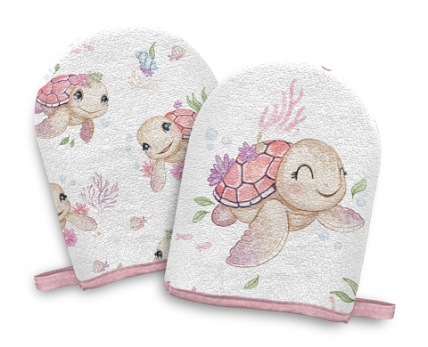 Panneaux éponge gants de toilette (lot de 4) - Tortues