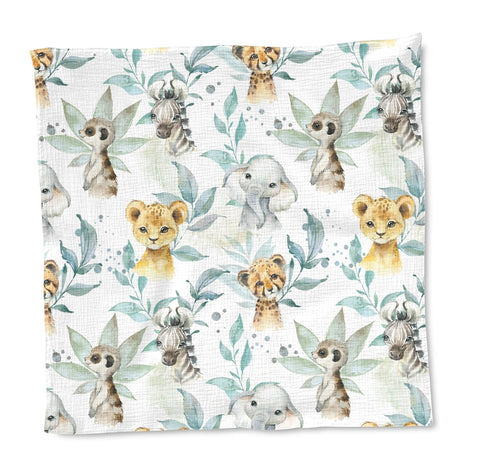 Carré Lange 70X70 - Double gaze - Jungle bleu