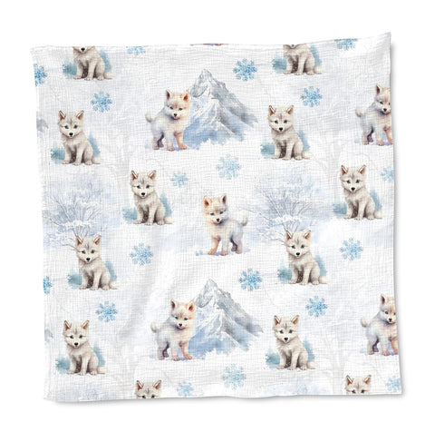 Carré Lange 70X70 - Double gaze - Loups