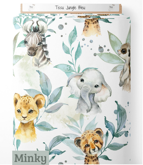 Minky lisse - Jungle bleu 380g
