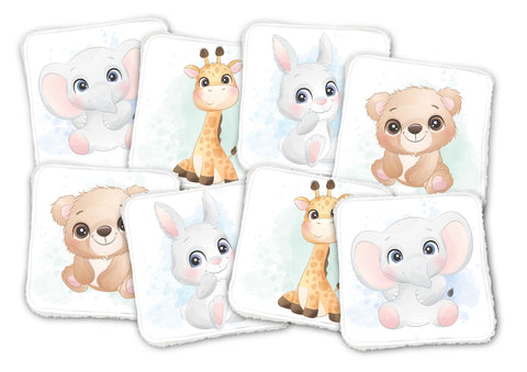 Panneaux coton 12/12cm (lot de 8) - Bébés animaux