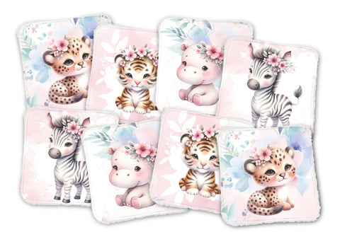 Panneaux coton 12/12cm (lot de 8) - Bébé savane