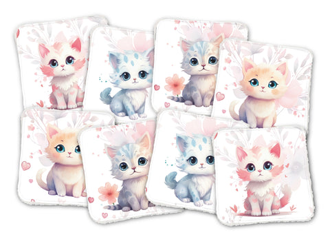Panneaux coton 12/12cm (lot de 8) - Chats