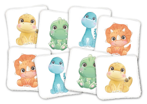 Panneaux coton 12/12cm (lot de 8) - Dinosaures mignons