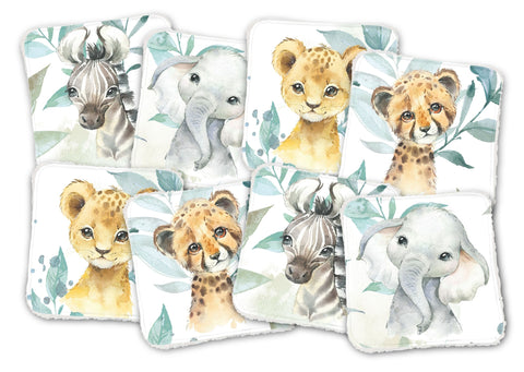 Panneaux coton 12/12cm (lot de 8) - Jungle bleu