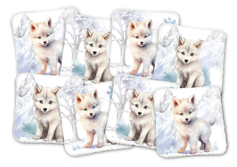 Panneaux coton 12/12cm (lot de 8) - Loups