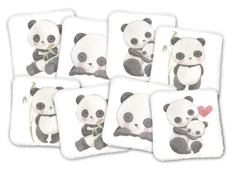Baumwollpaneele 12/12cm (8er-Set) - Pandas