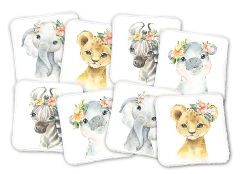 Panneaux coton 12/12cm (lot de 8) - Savane fleurs