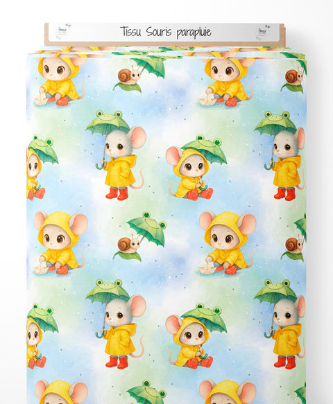 Tissu coton - Souris Parapluie