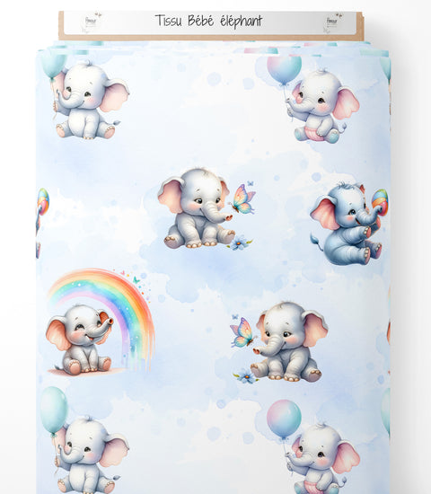 Tissu coton - bébé éléphant