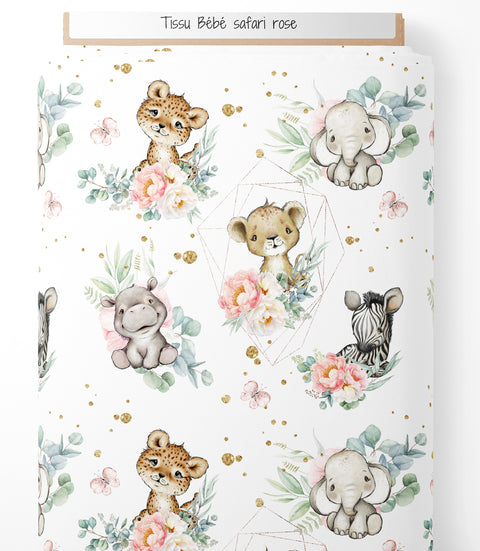 Baumwollstoff - Baby Safari Rosa