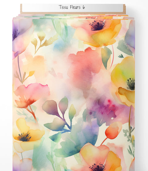 Tissu coton - Fleurs aquarelle 2