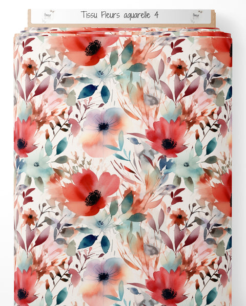 Tissu coton - Fleurs aquarelle 4