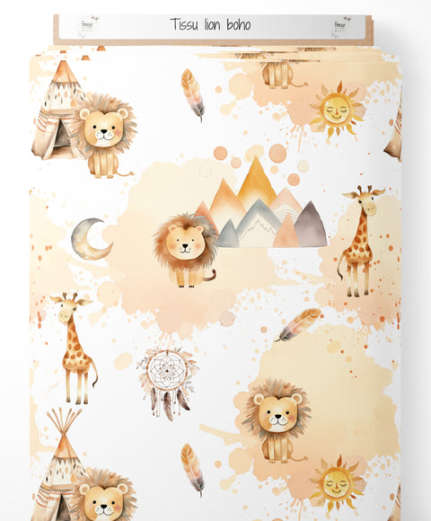 Tissu coton - Lion boho