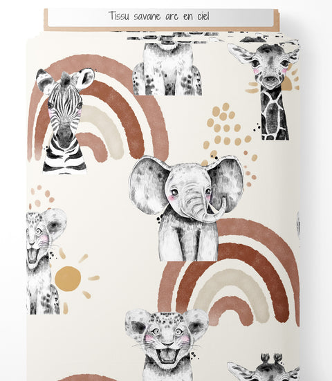 Tissu coton - Savane arc en ciel
