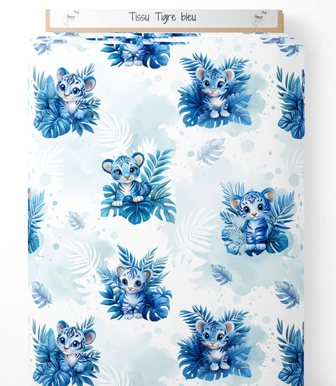 Tissu coton - Tigre bleu
