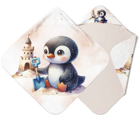 Panneau cape de bain - Pingouin plage
