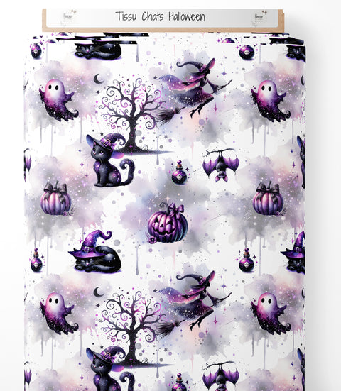 Tissu coton - Chats Halloween