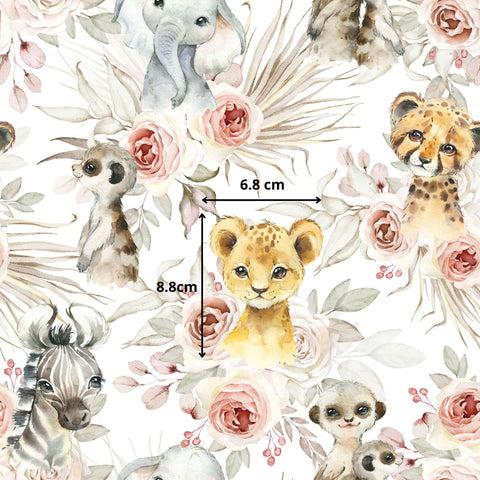 Tissu coton - Animaux jungle bohème
