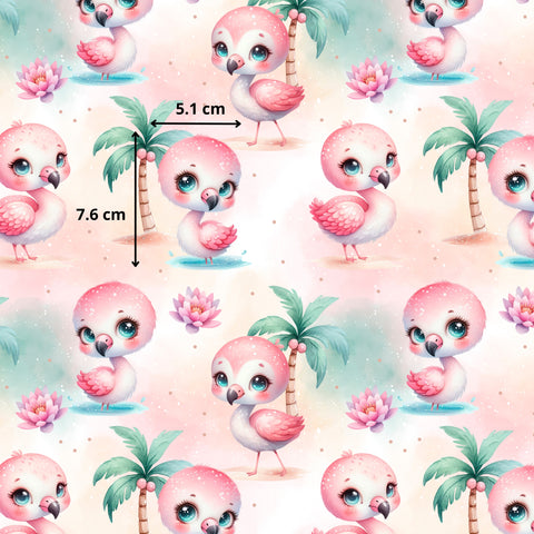 Tissu coton - Flamants rose