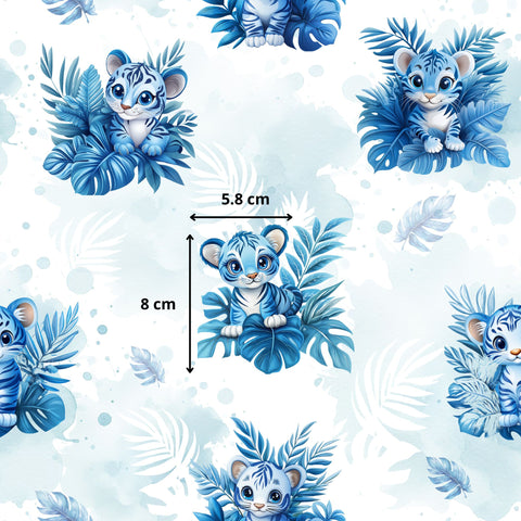 Tissu coton - Tigre bleu