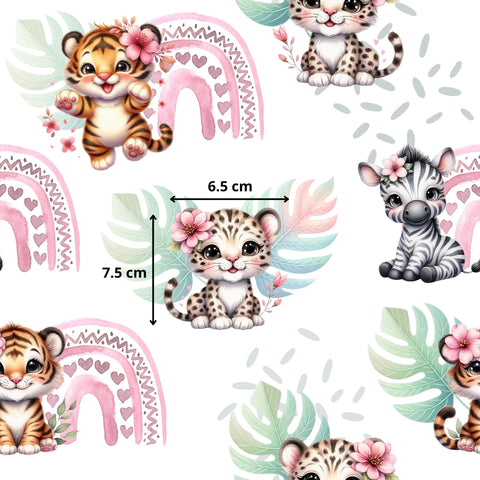 Tissu coton - Tigre Rainbow rose
