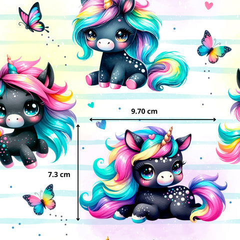 Tissu coton - Black licorne