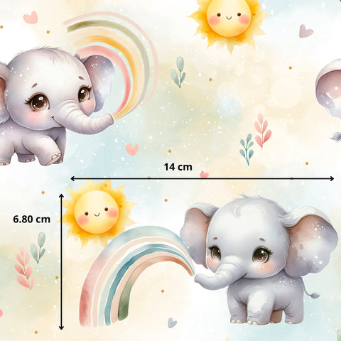 Tissu coton - éléphants mignons