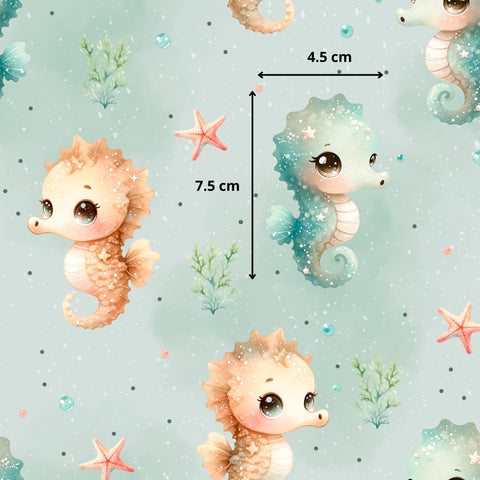 Tissu coton - Hippocampes