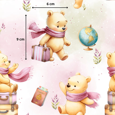 Tissu coton - Ours rose