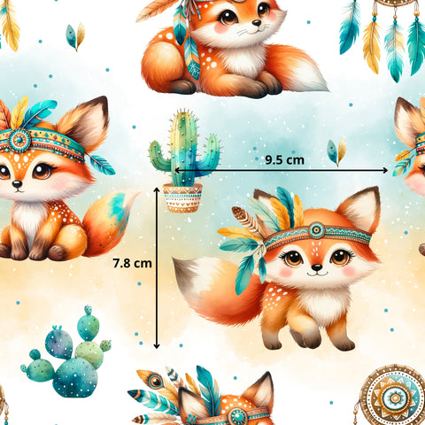 Tissu coton - Renard boho
