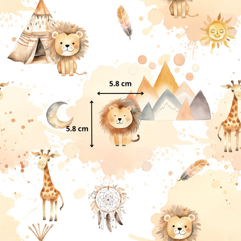 Tissu coton - Lion boho