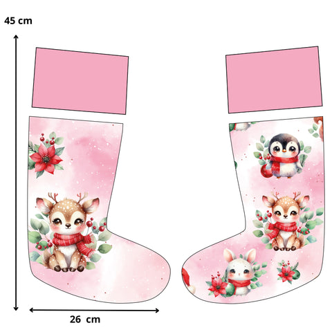 Panneaux chaussettes de Noël - Forêt Noël rose