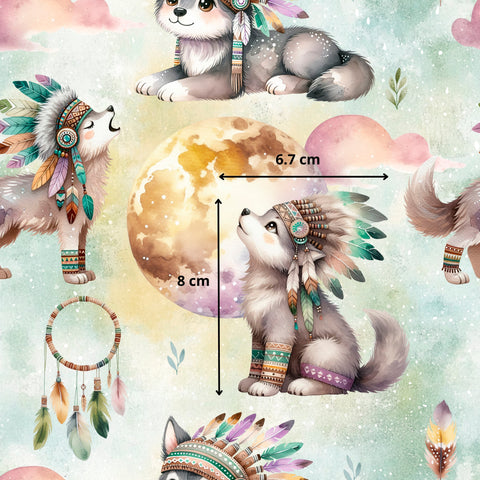 Tissu coton - Loups indiens