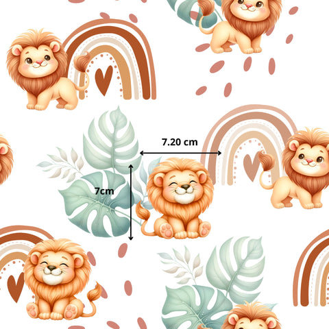 Tissu coton - Lion rainbow