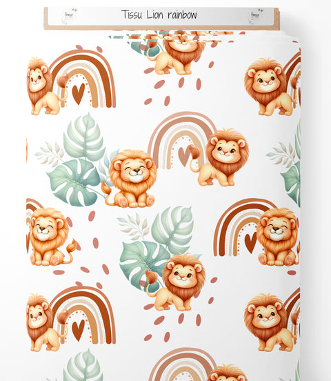 Tissu coton - Lion rainbow