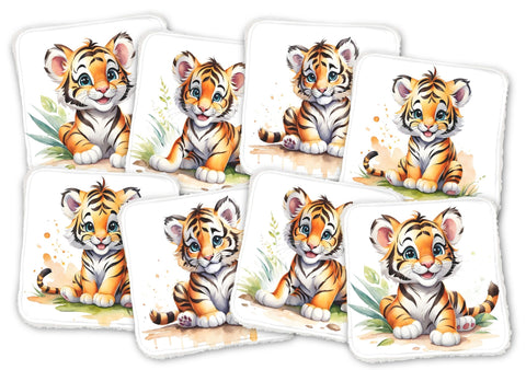 Baumwollpaneele 12/12cm (8er-Set) - Tiger