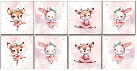 Panneaux coton 12/12cm (lot de 8) - Ballerines