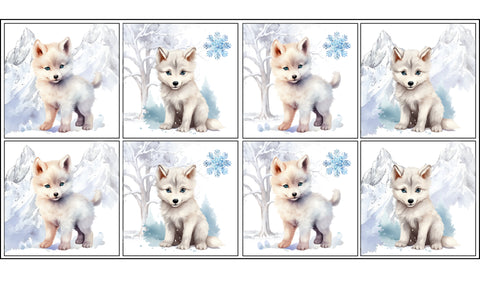 Panneaux coton 12/12cm (lot de 8) - Loups