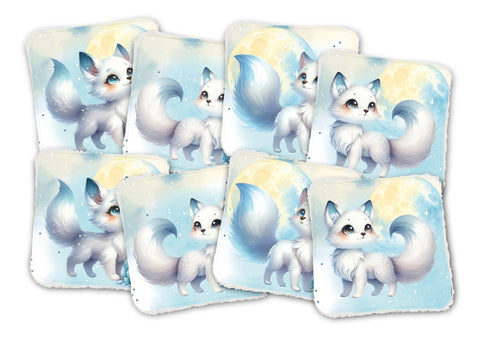 Panneaux coton 12/12cm (lot de 8) - Renard lune