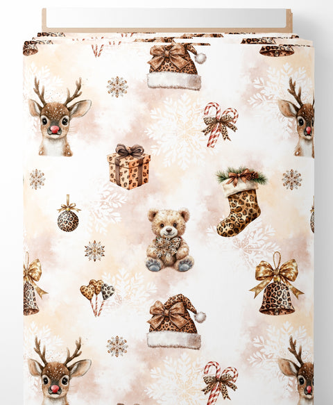 Tissu coton - Noël Léopard